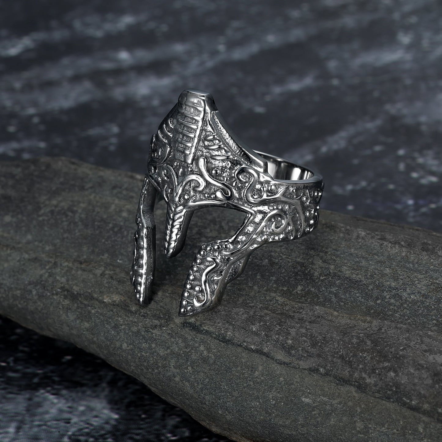 Nordic Pride Handcrafted Stainless Steel Soldier Helmet Ring