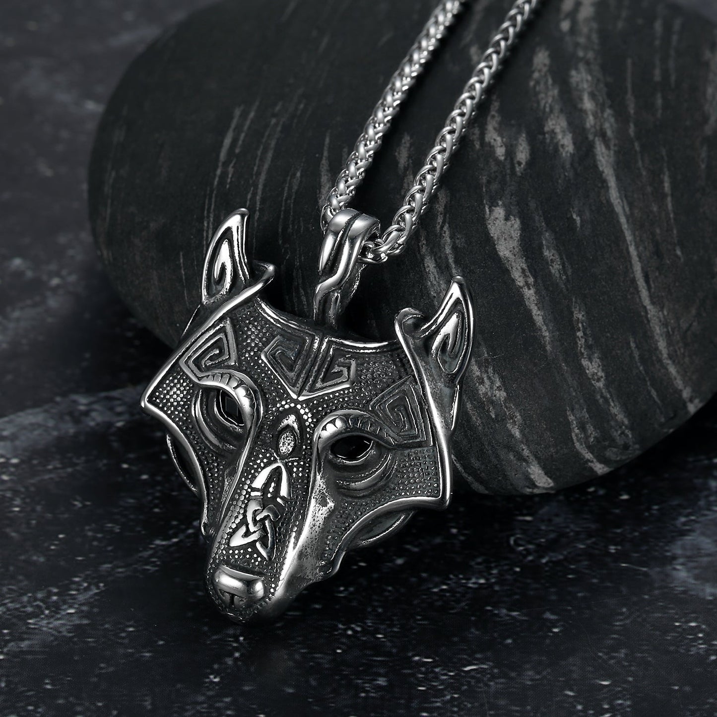 Nordic Pride Grey Wolf Head Nordic Pendant - Metal Chain