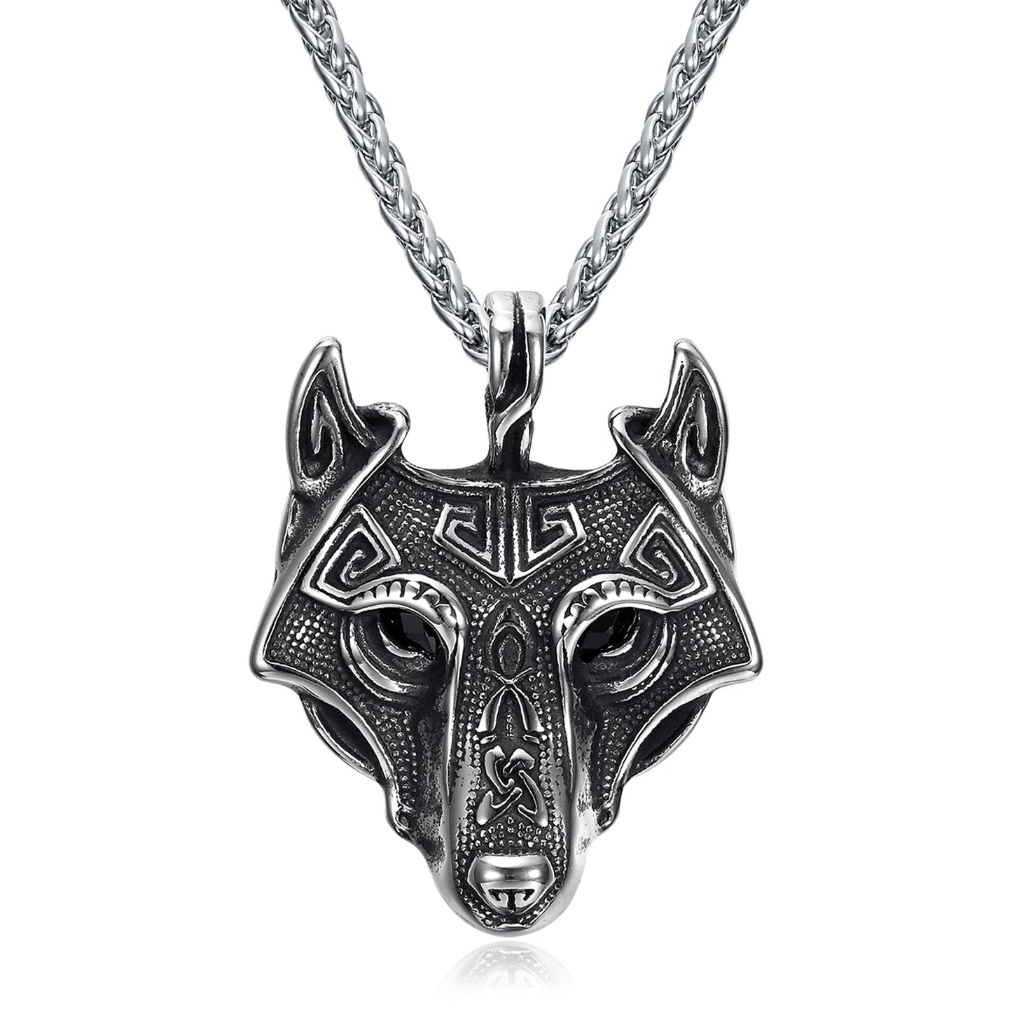 Nordic Pride Grey Wolf Head Nordic Pendant - Metal Chain