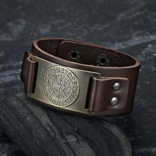 Nordic Pride Leather Nordic Icelandic Stave Arm Cuff