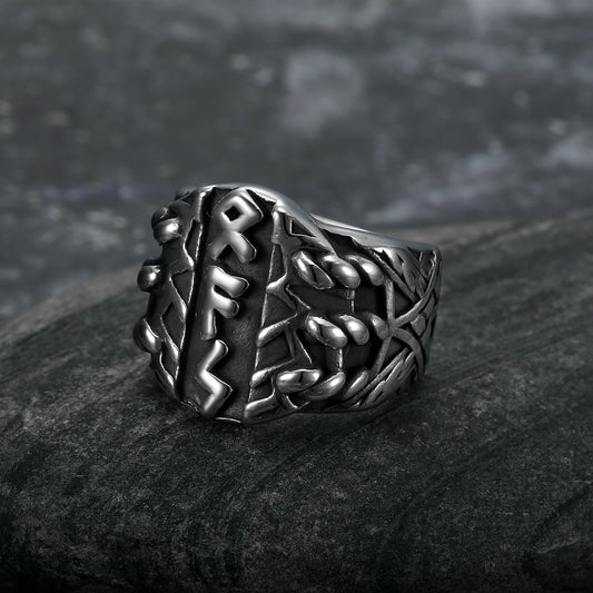 Nordic Pride Handcrafted Stainless Steel Triple Rune Ring