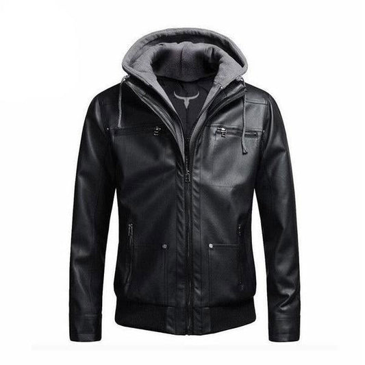 Premium Overseer Leather Jacket (Detachable Hood)